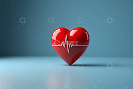 红色心形图案与心跳线