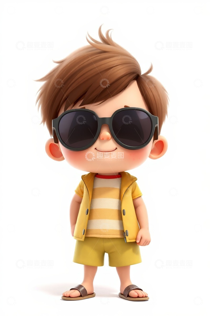 高清大图下载【趣麦麦图】戴墨镜卡通小男孩形象