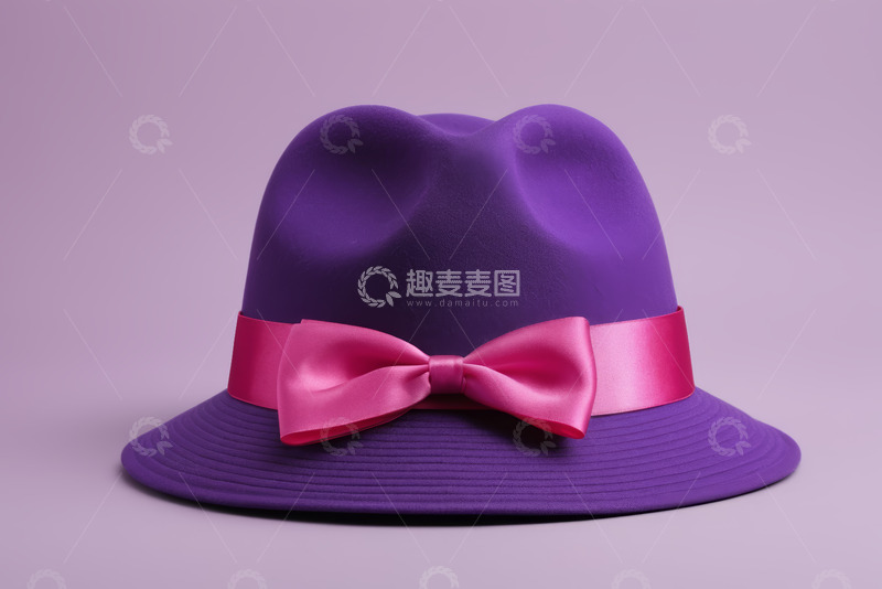 高清大图下载【趣麦麦图】紫色帽子配粉色蝴蝶结