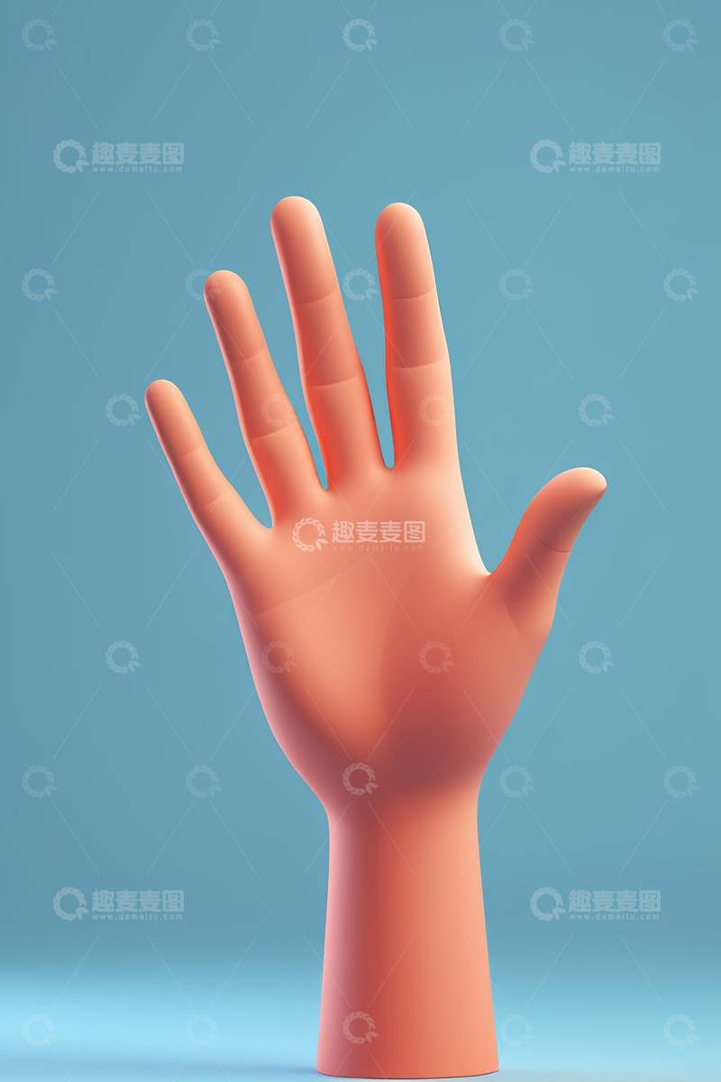 高清大图下载【趣麦麦图】蓝色背景下的手掌展示素材