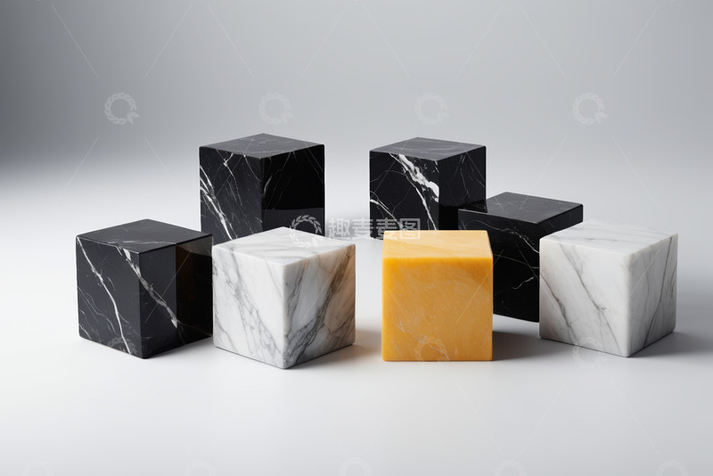 高清大图下载【趣麦麦图】多色大理石立方体静物