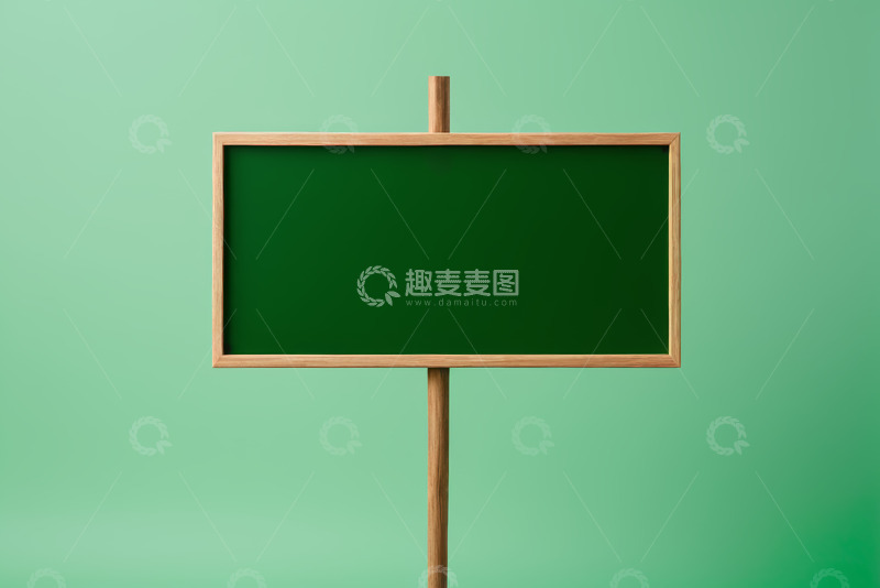 高清大图下载【趣麦麦图】绿底木质框架空白告示牌