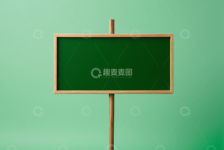 绿底木质框架空白告示牌