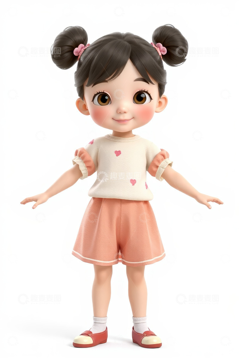 高清大图下载【趣麦麦图】可爱卡通小女孩站立形象