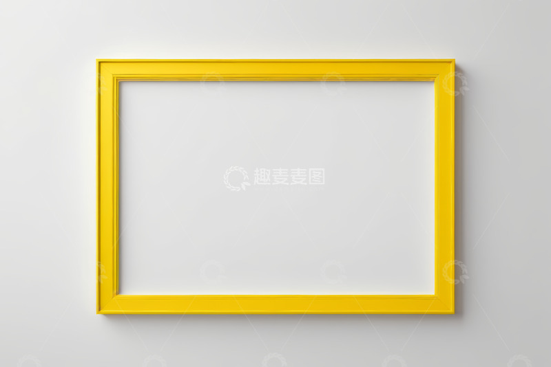 高清大图下载【趣麦麦图】白色墙面上的黄色装饰框架