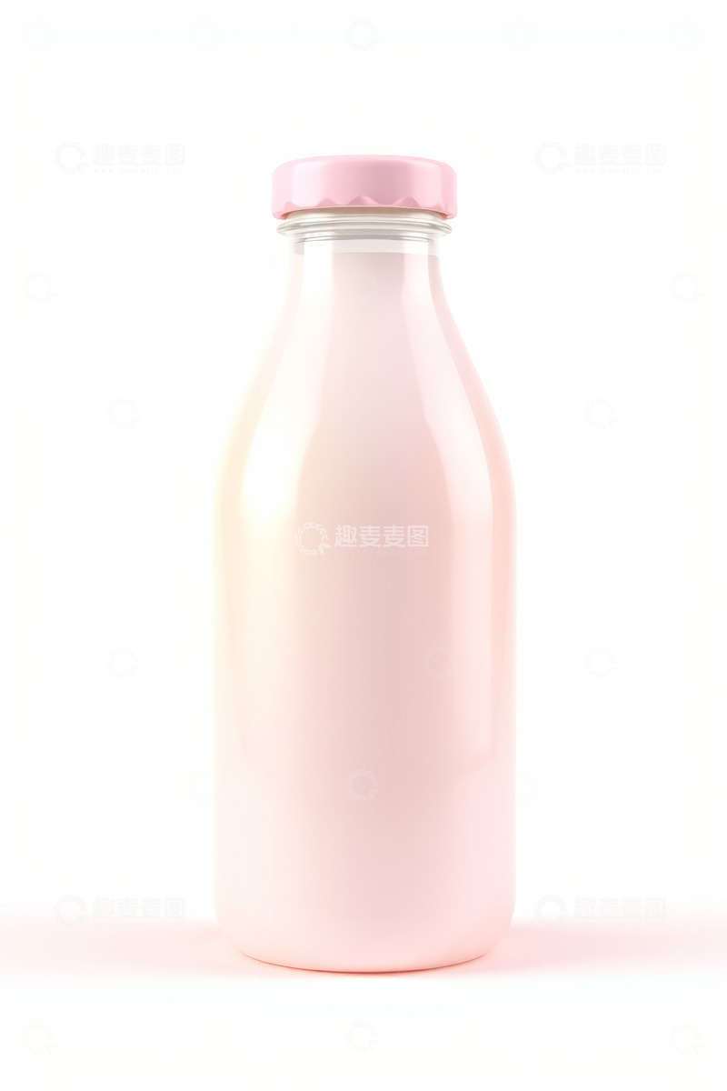 高清大图下载【趣麦麦图】粉色瓶盖瓶装牛奶静物图