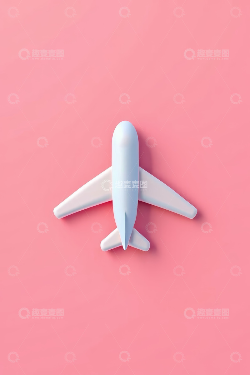 高清大图下载【趣麦麦图】粉色背景上的白色飞机模型