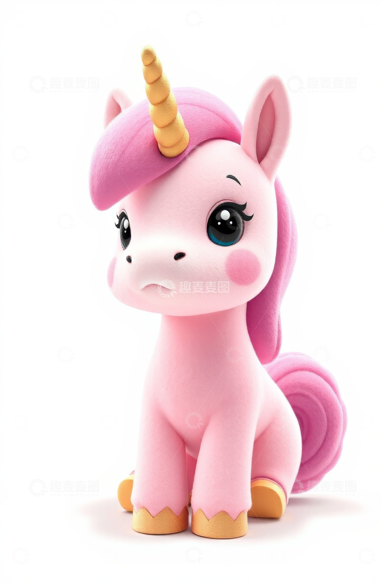 高清大图下载【趣麦麦图】粉色卡通独角兽形象素材