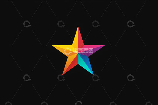 黑色背景彩色五角星图形