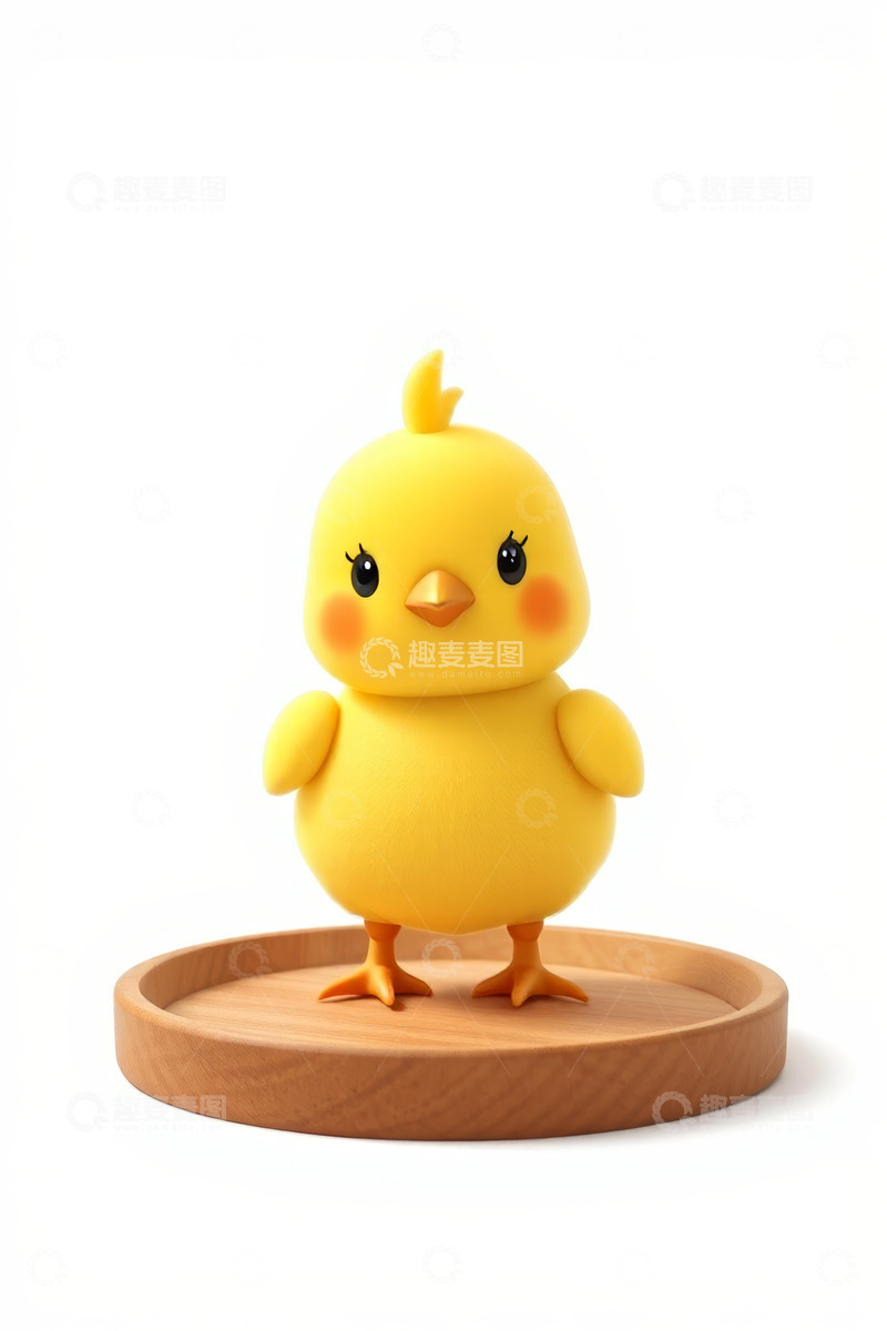 高清大图下载【趣麦麦图】黄色可爱小鸡站在木盘上