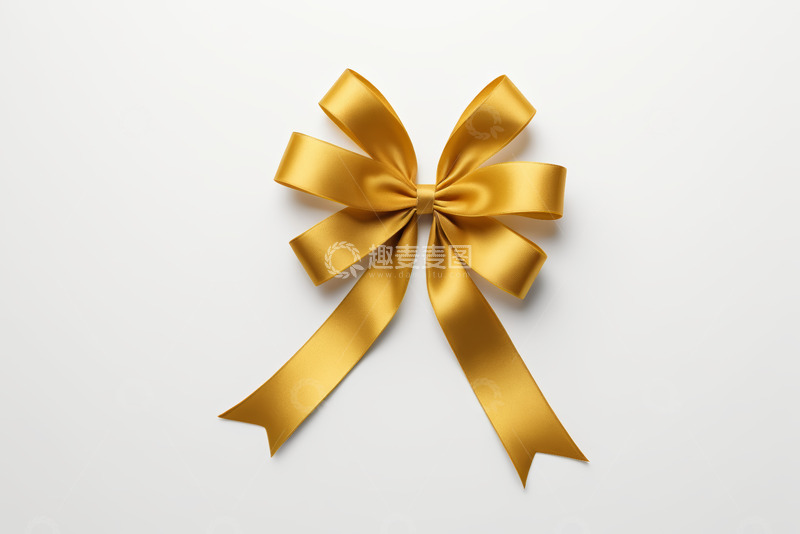 高清大图下载【趣麦麦图】金色丝带蝴蝶结装饰素材