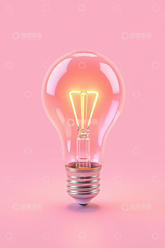 粉色背景发光灯泡素材