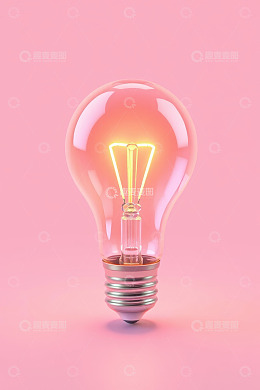粉色背景发光灯泡素材