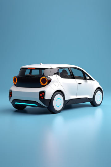 白色概念汽车侧后方展示