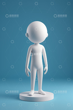 蓝色背景3D卡通人物模型
