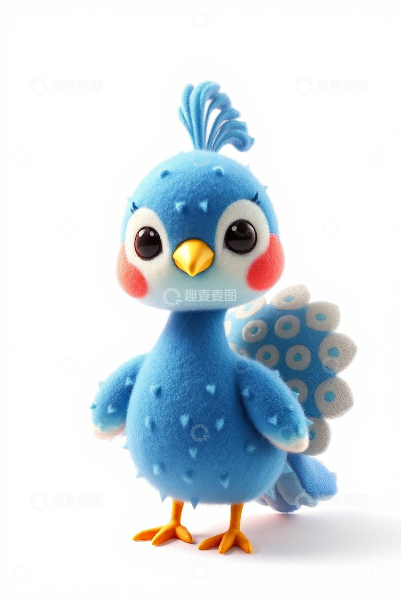 高清大图下载【趣麦麦图】蓝色卡通小鸟形象