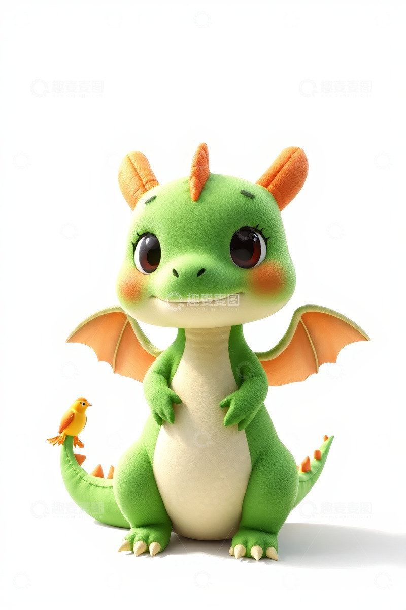 高清大图下载【趣麦麦图】可爱卡通小龙与小鸟形象