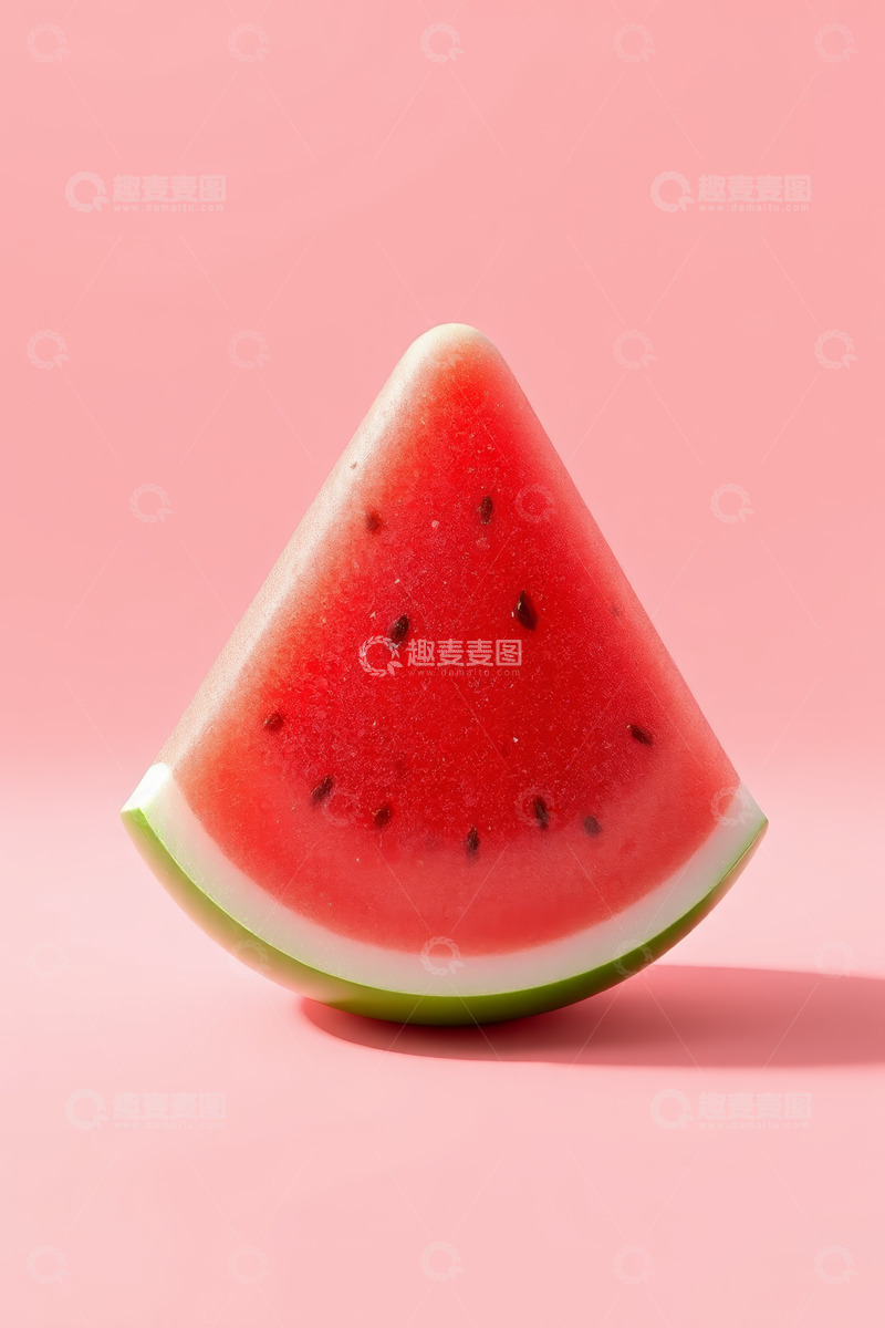 高清大图下载【趣麦麦图】粉色背景下的三角切块西瓜
