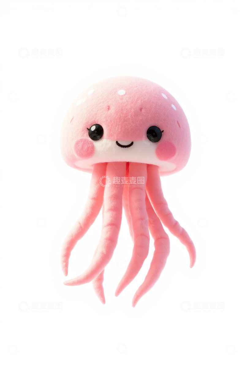 高清大图下载【趣麦麦图】粉色可爱水母毛绒玩具