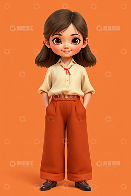 卡通风格少先队员女孩形象