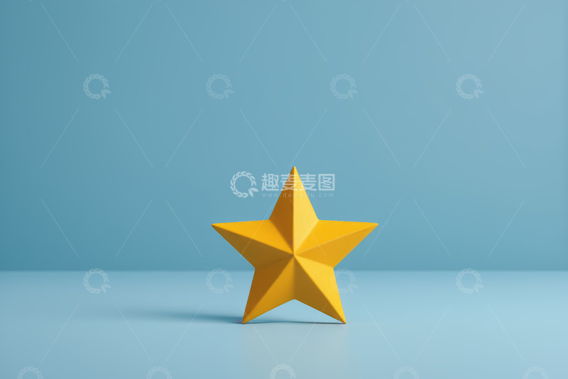 高清大图下载【趣麦麦图】蓝色背景上的黄色立体星星