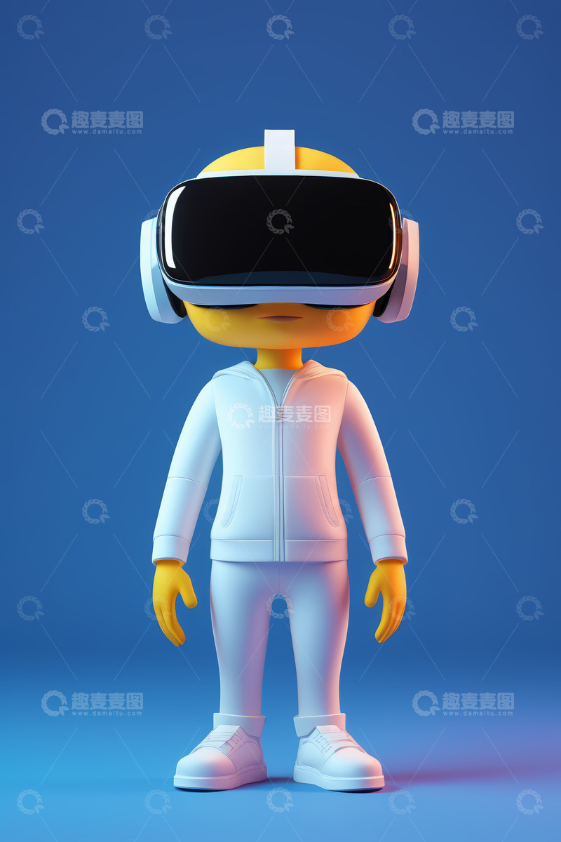 高清大图下载【趣麦麦图】卡通人物佩戴虚拟现实眼镜