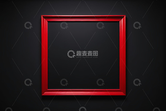 黑色背景上的红色方形框架