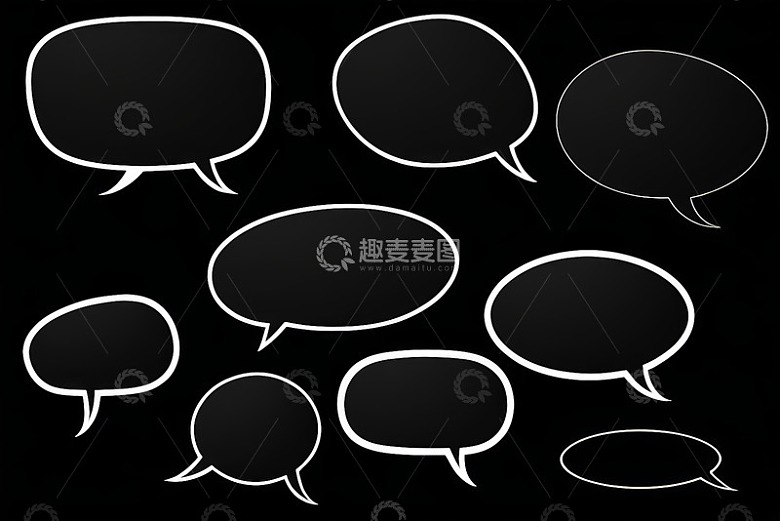 黑色背景白色对话气泡素材