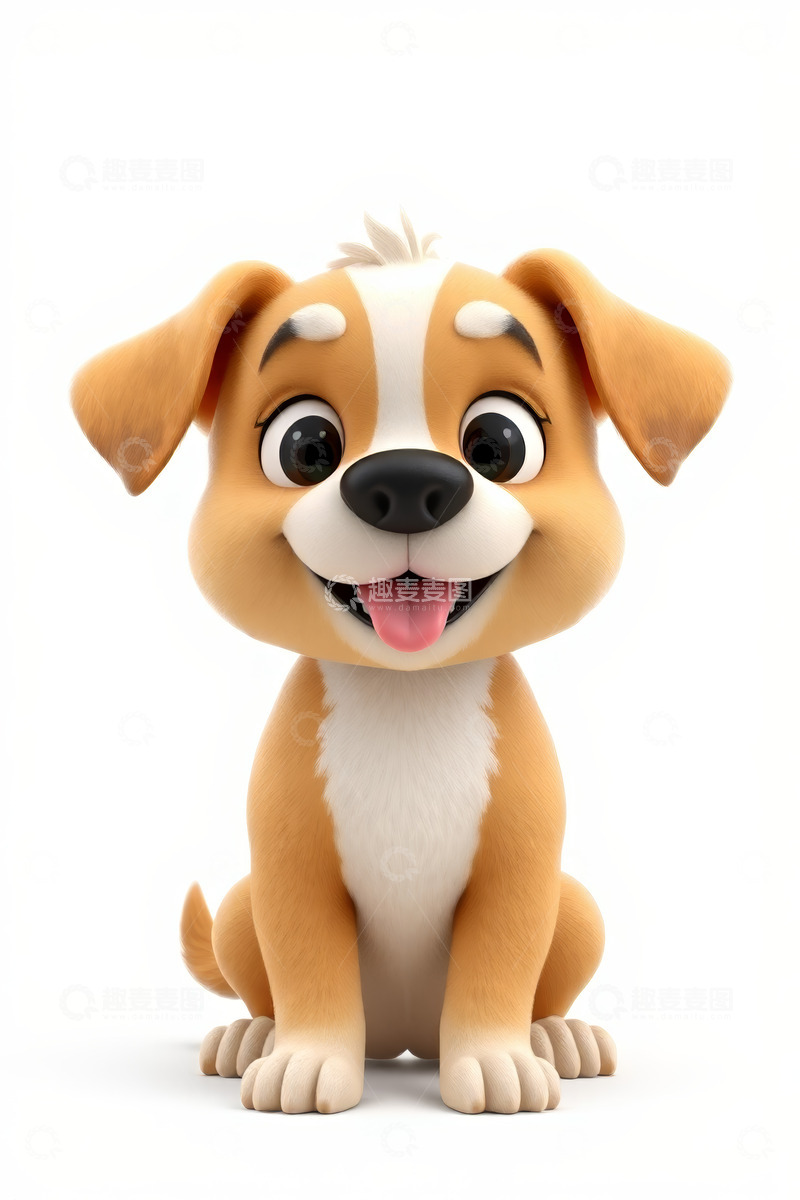 高清大图下载【趣麦麦图】可爱卡通小狗坐立形象