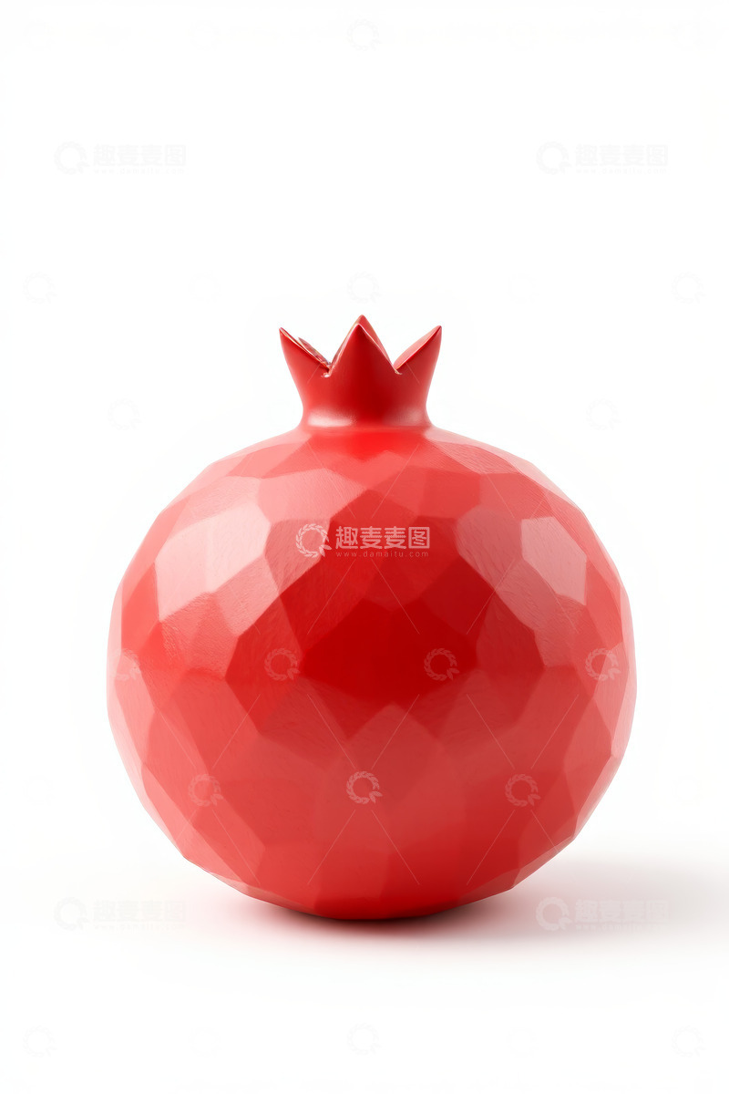 高清大图下载【趣麦麦图】红色几何形状石榴装饰摆件