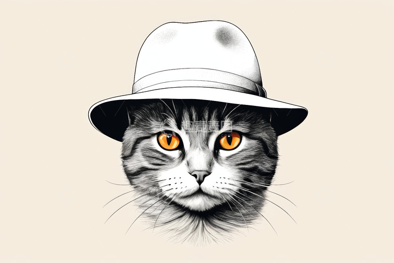 高清大图下载【趣麦麦图】戴帽子的猫咪特写