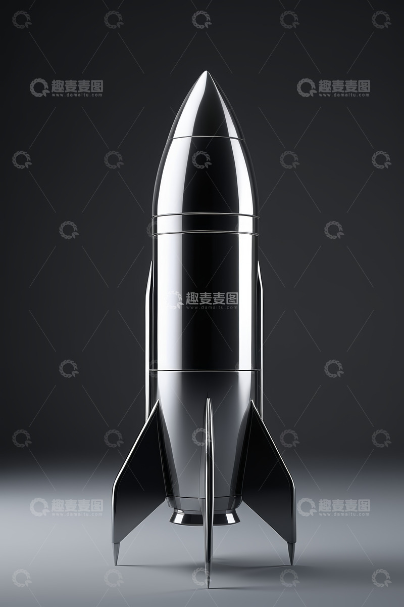 高清大图下载【趣麦麦图】金属质感火箭模型