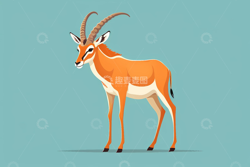 高清大图下载【趣麦麦图】站立的羚羊卡通插画素材