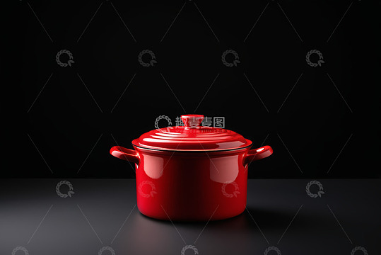 红色烹饪锅特写