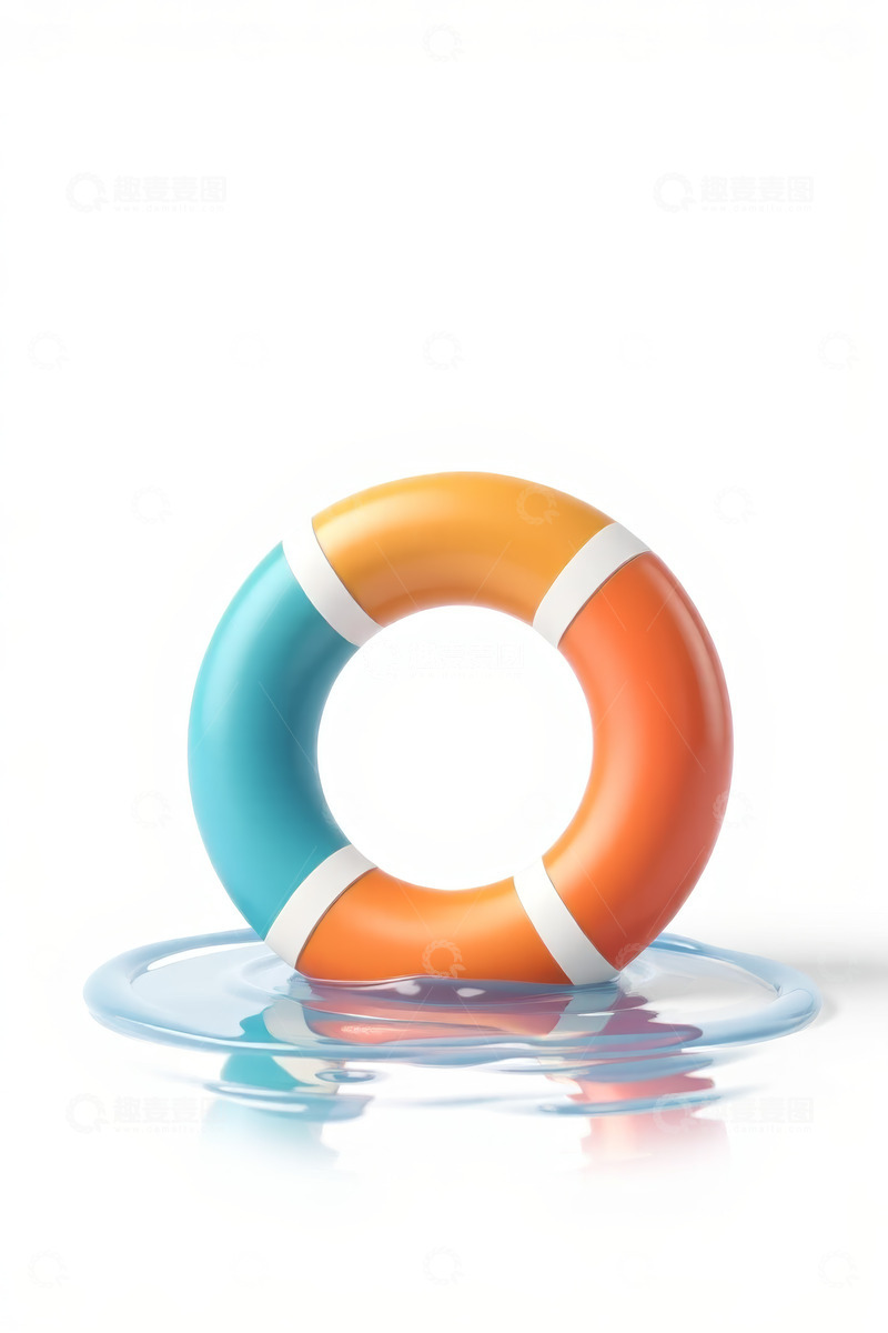 高清大图下载【趣麦麦图】水中的彩色救生圈