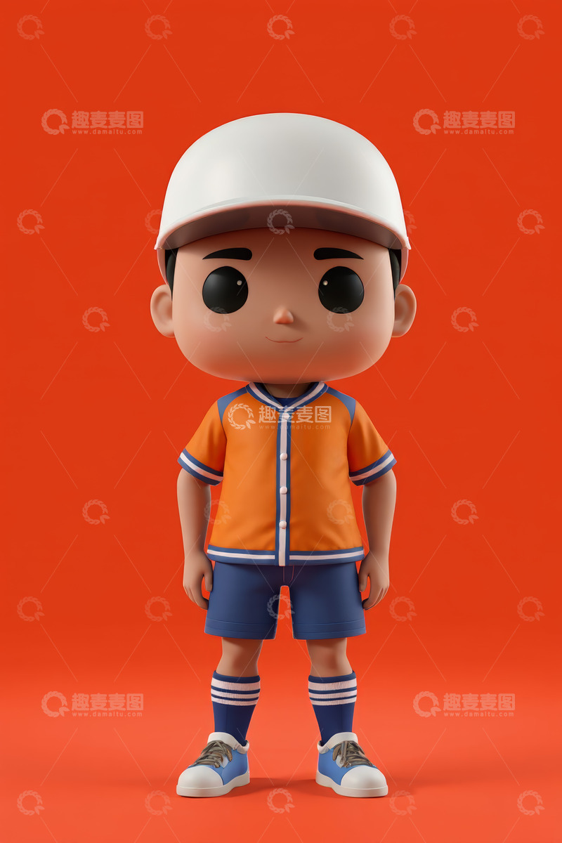 高清大图下载【趣麦麦图】卡通男孩身着运动装站立