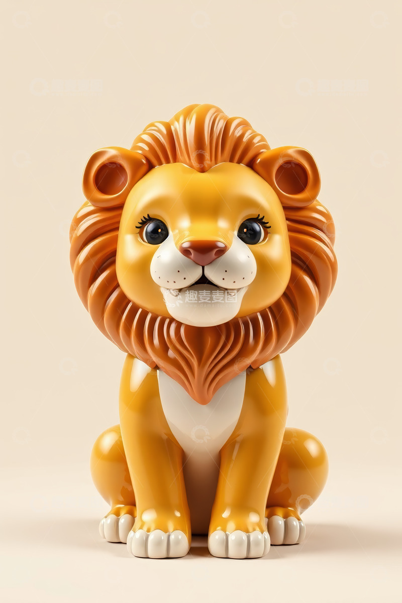 高清大图下载【趣麦麦图】可爱卡通狮子摆件形象