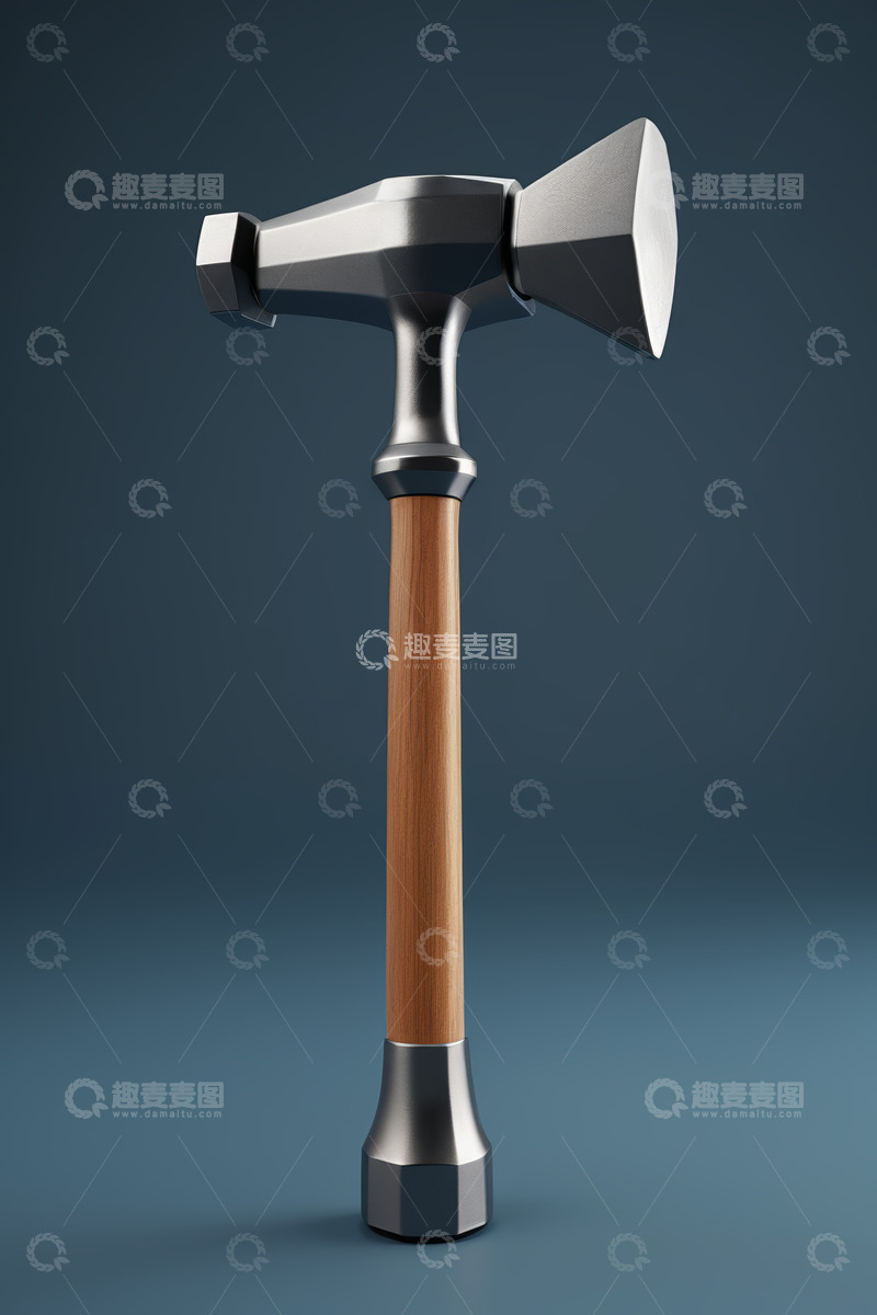 高清大图下载【趣麦麦图】金属木柄锤子特写
