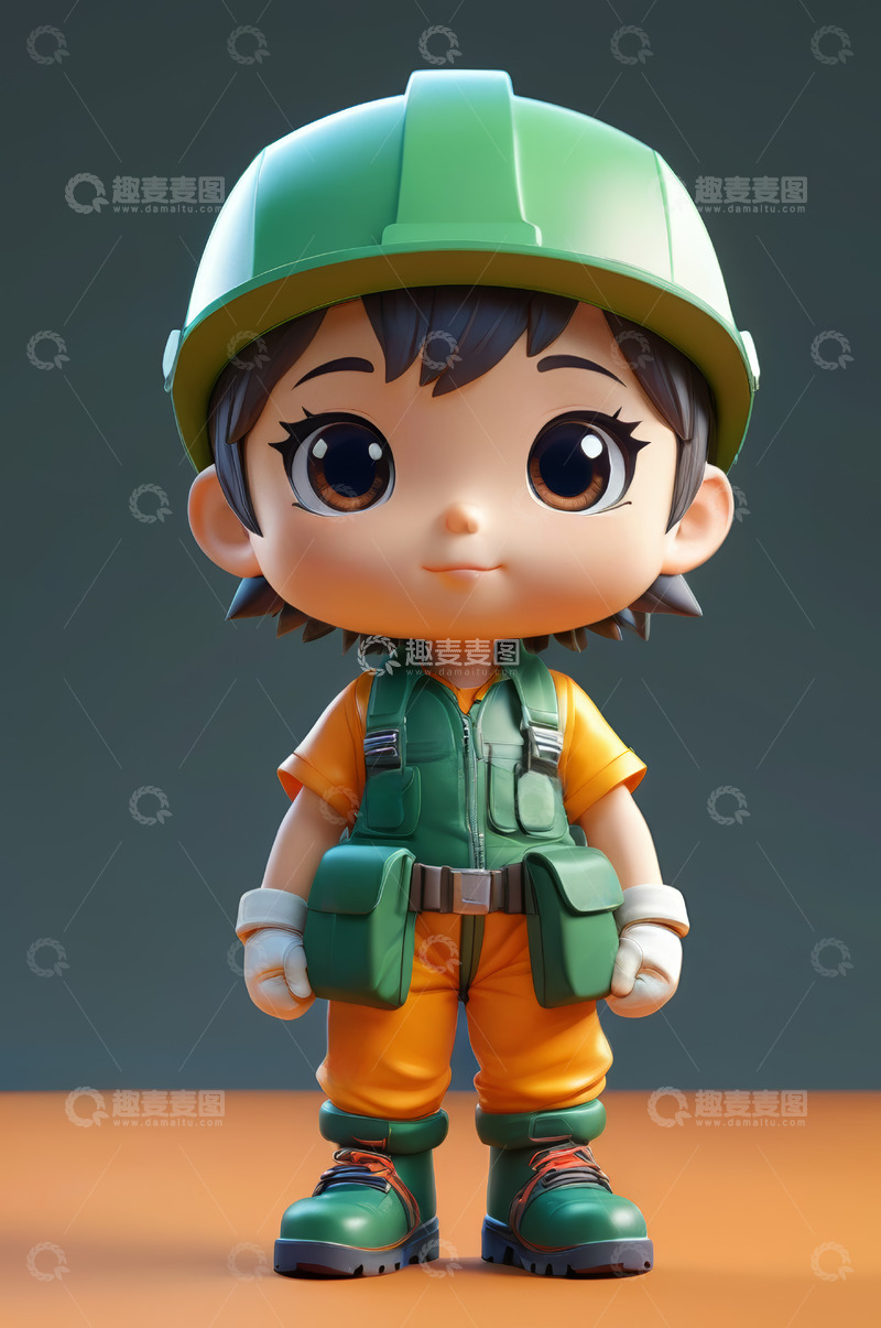 高清大图下载【趣麦麦图】卡通工程装扮儿童形象