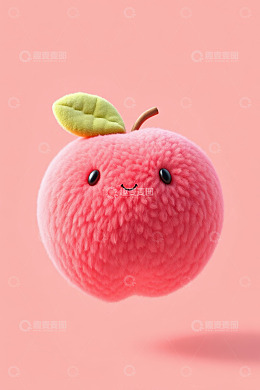 粉色毛绒苹果卡通形象