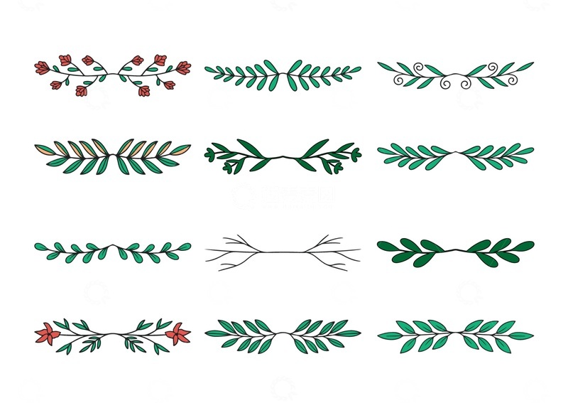源文件下载【趣麦麦图】简约风格植物装饰图案插画