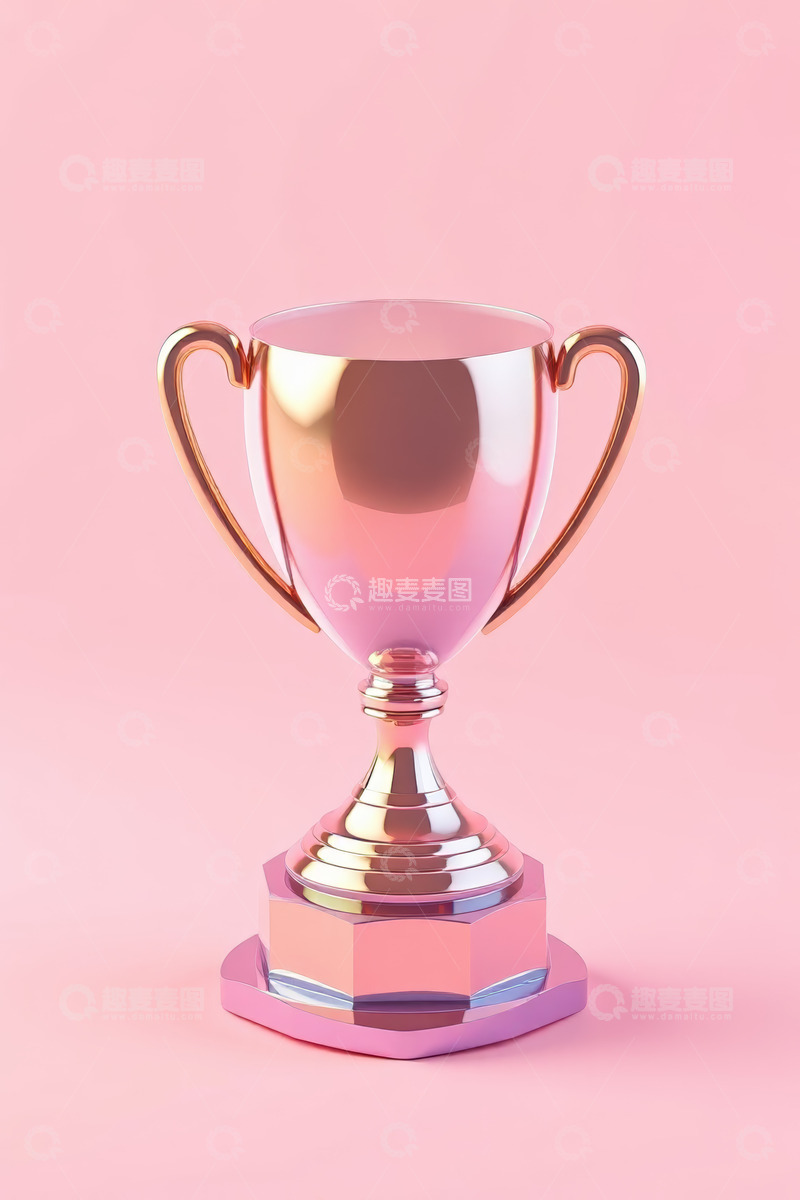 高清大图下载【趣麦麦图】粉色背景金属奖杯
