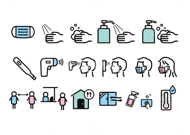源文件下载【趣麦麦图】简约卫生防疫图标矢量素材