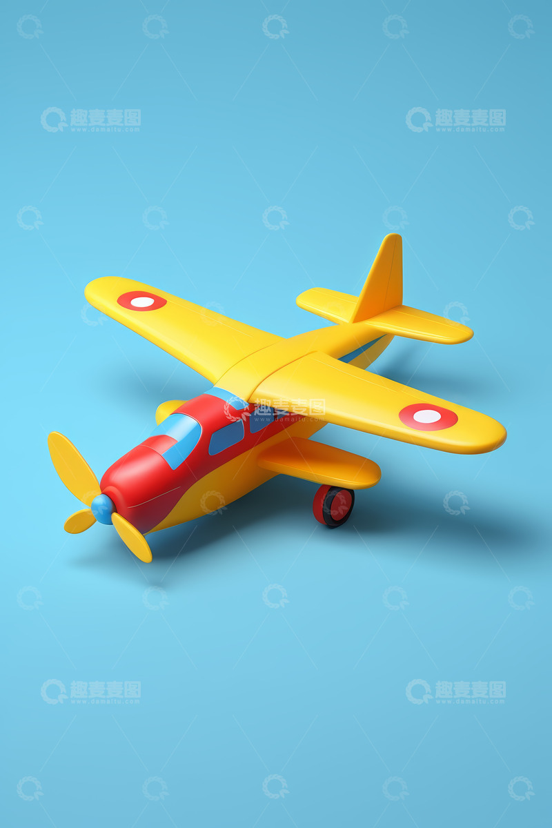 高清大图下载【趣麦麦图】黄色红色玩具飞机展示