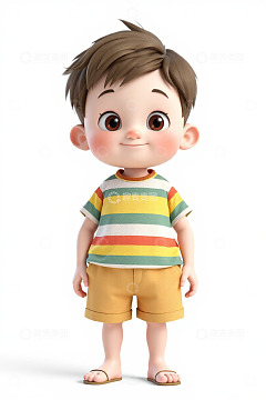 卡通小男孩站立形象素材
