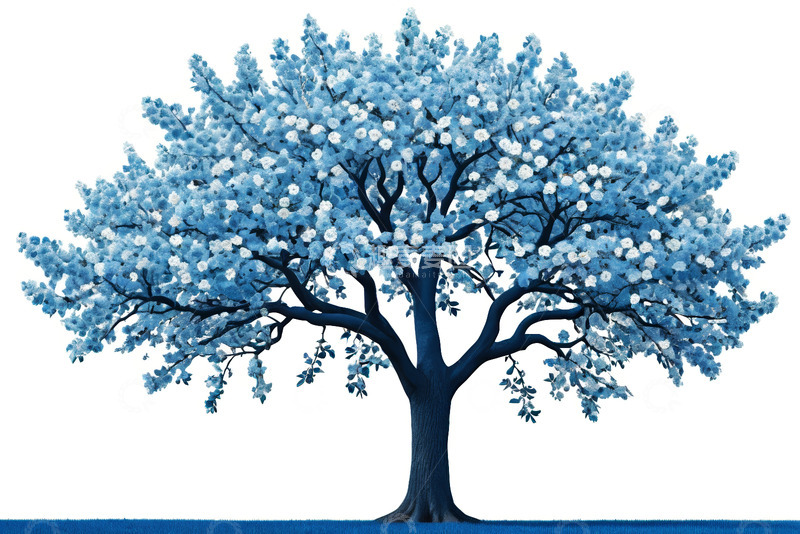 高清大图下载【趣麦麦图】蓝色开花树木素材