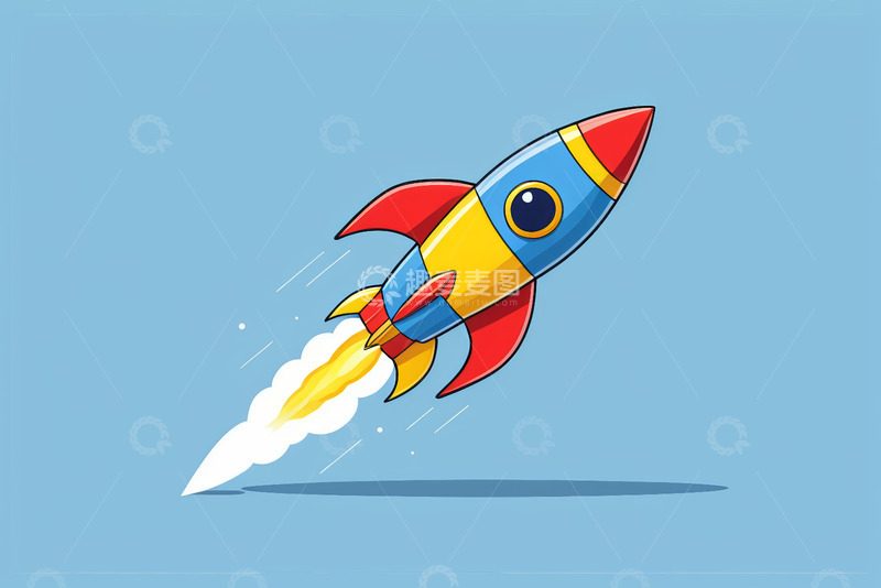 高清大图下载【趣麦麦图】卡通火箭升空飞行画面