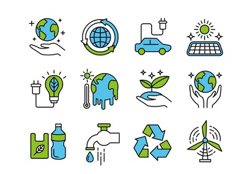 环保主题插画图标集