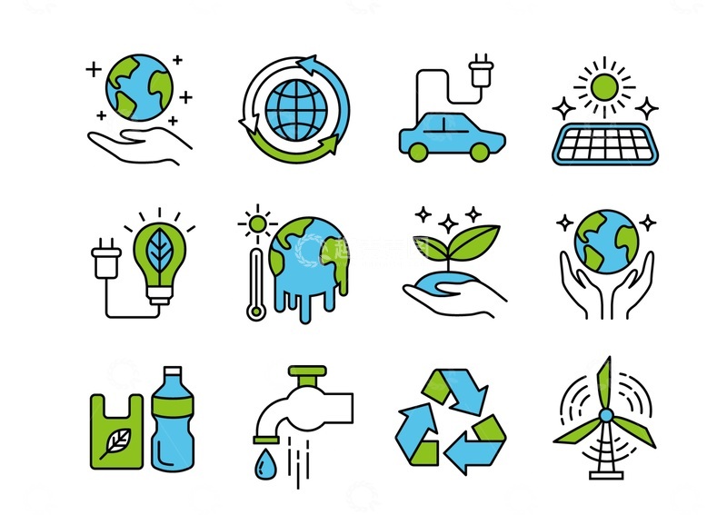 源文件下载【趣麦麦图】环保主题插画图标集