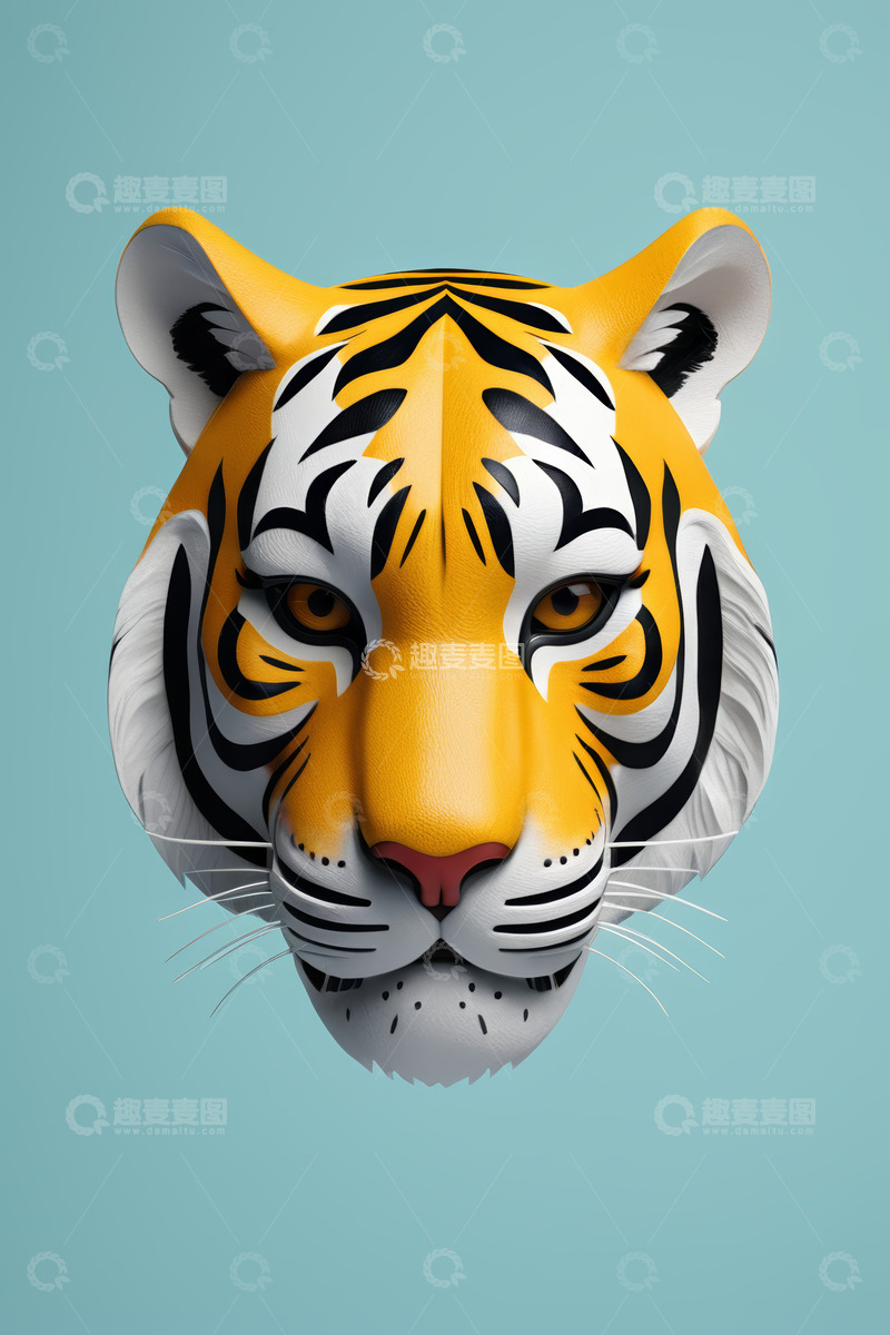 高清大图下载【趣麦麦图】3D立体老虎头部形象